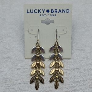 Lucky Brand Gold and Silver Tone Cascading Leaf Earrings